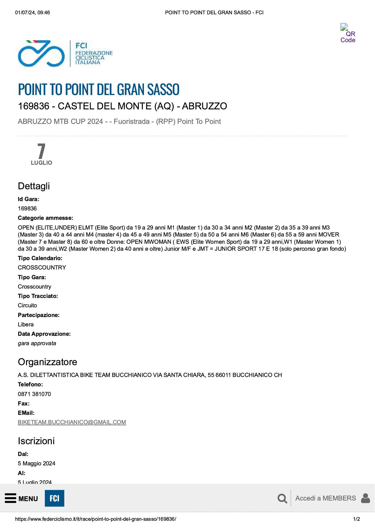 POINT TO POINT DEL GRAN SASSO FCI1